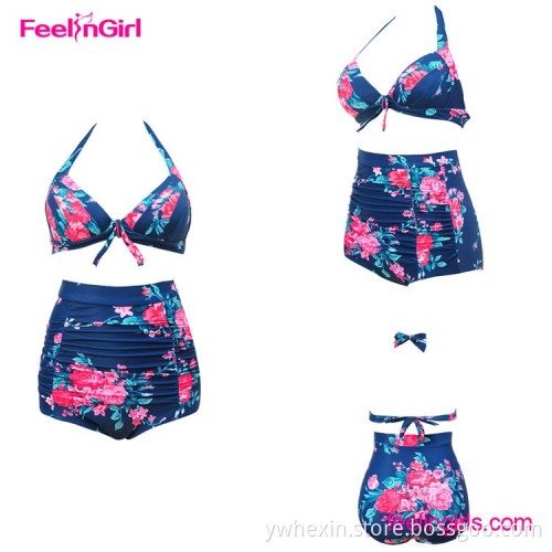 Wholesale floral printed padded strapless bikini